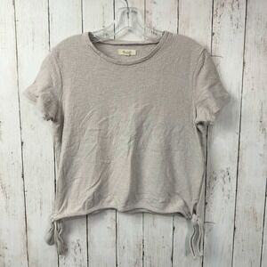 Madewell Women's Oatmeal Side Tie Textured Cotton T Shirt Size‎ Small